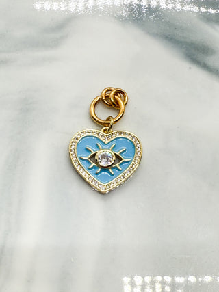 Charm cœur mauvais œil bleu
