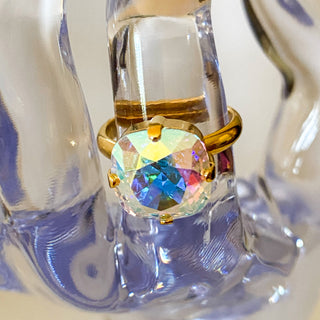 Bague cristal carré aurore boréale