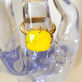 Bague cristal carré jaune
