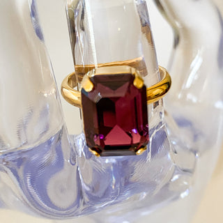 Bague cristal octogonal améthyste