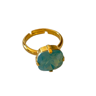 Bague cristal carré bleu pacifique