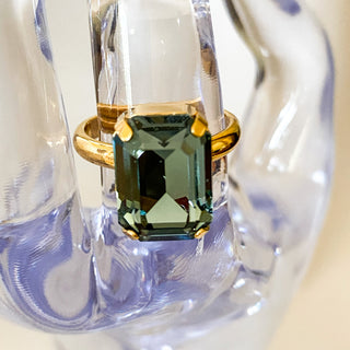 Bague cristal octogonal saphir