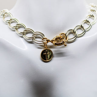Collier Croix Grosse Chaîne Gold and Silver