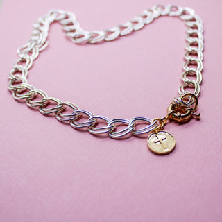 Collier Croix Grosse Chaîne Gold and Silver