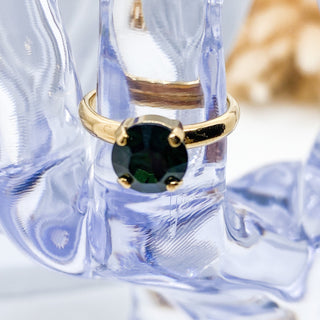 Bague Ajustable Sertie Cristal Rond : bague dorée à l’or fin 24K, cristal Swarovski bleu, rouge ou vert choisissez votre couleur