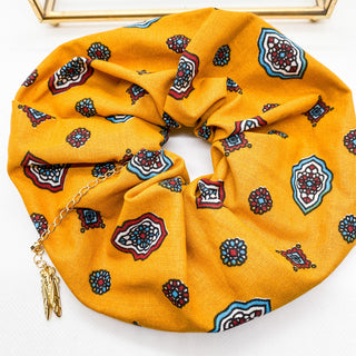 Chouchou Provençal chaînette Cigale : chouchou xxl, scrunchie, tissu provençal jaune, rouge, bleu choisissez votre couleur